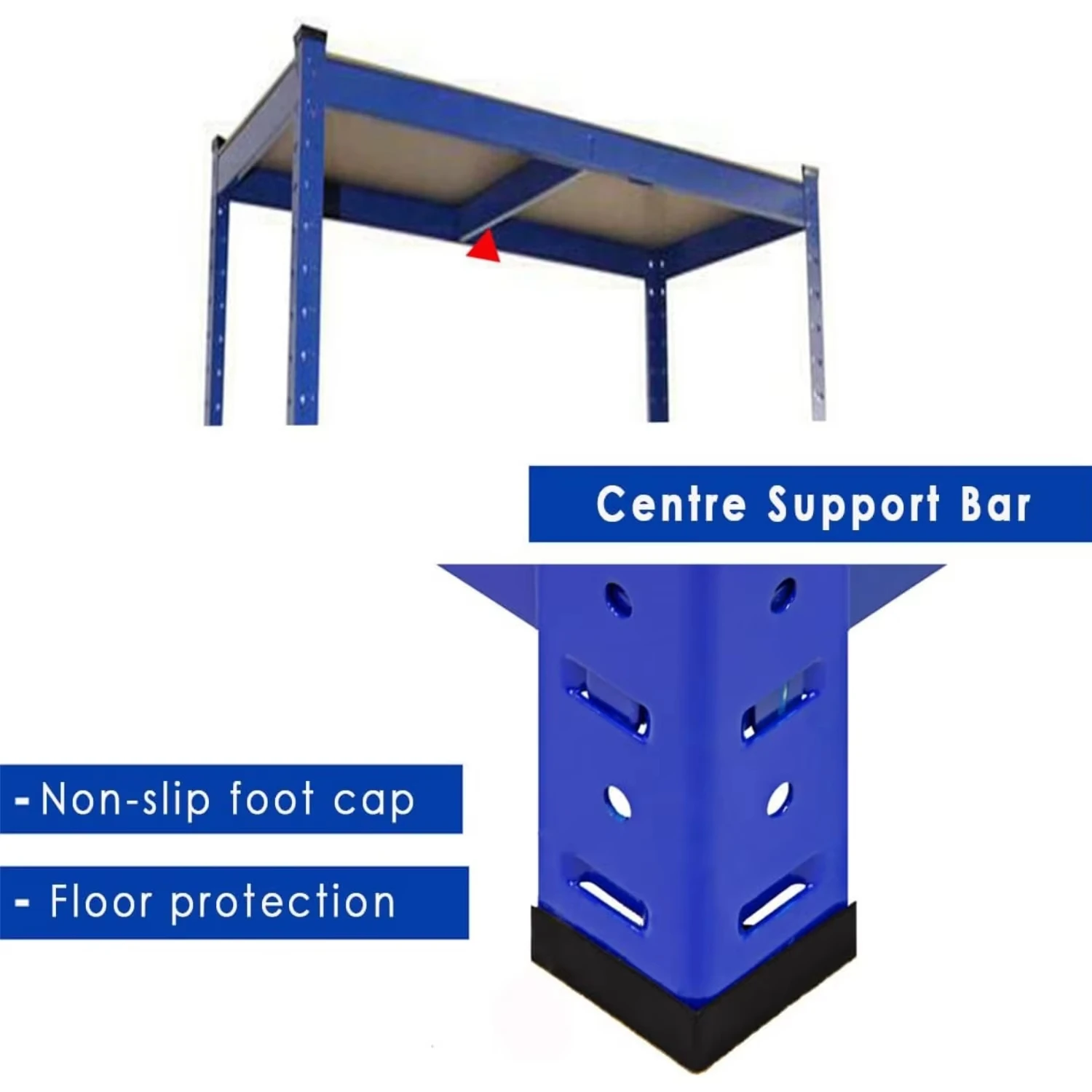 وحدة رفوف معدنية شديدة التحمل مكونة من 5 طبقات باللون الأزرق من BRIEFNESS - رف تخزين/مكتب بسعة 875 كجم - سهل التجميع