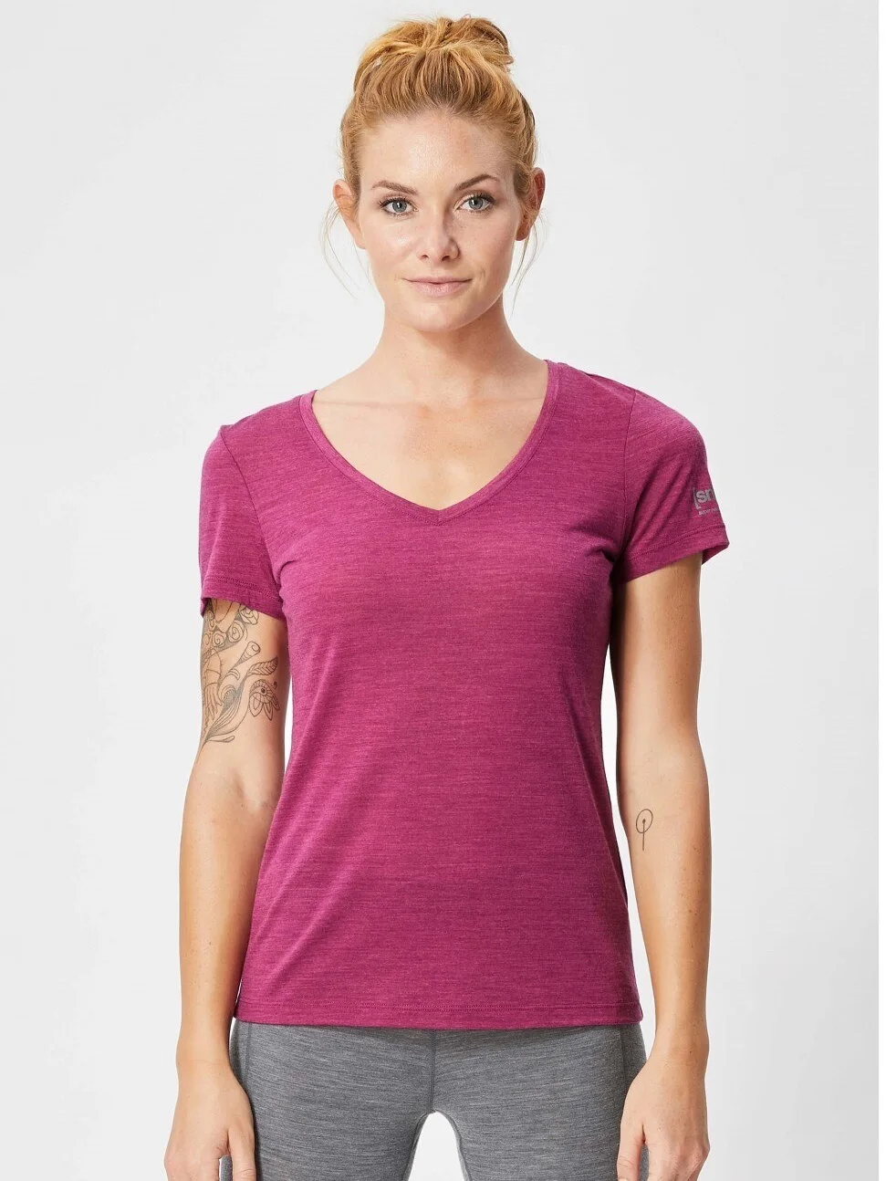 Camiseta feminina de micro lã merino 16.5, manga curta, gola em v, 100% lã merino, camada base, tops, roupas esportivas, secagem rápida