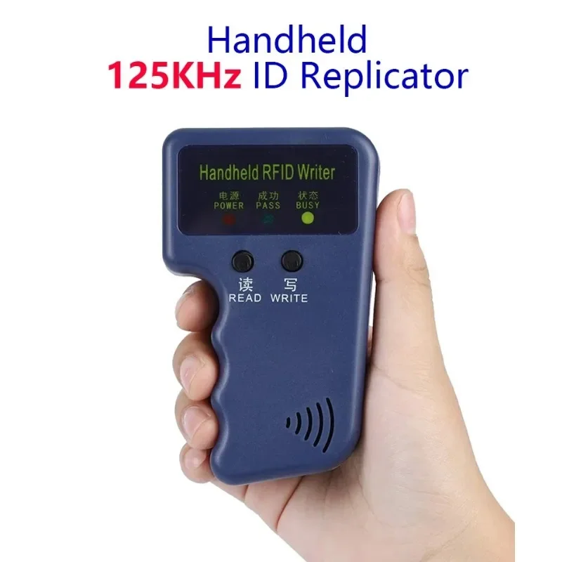 Repetitive Handheld 125KHz EM4100 5200 RFID ID Card Writer Copier Duplicator Programmer + 2pcs T5577 Rewritable Keyfobs Tags