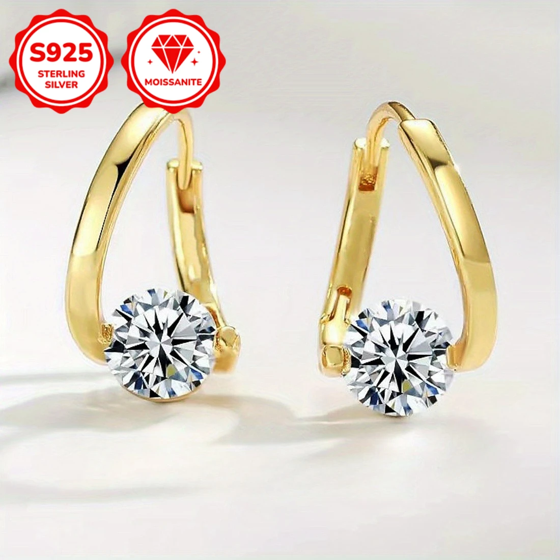 

1pair 1/2/3Carat Fashionable 925 Silver Moissanite Earrings, A Classic Jewelry Birthday Gift, Including A Gift Box.