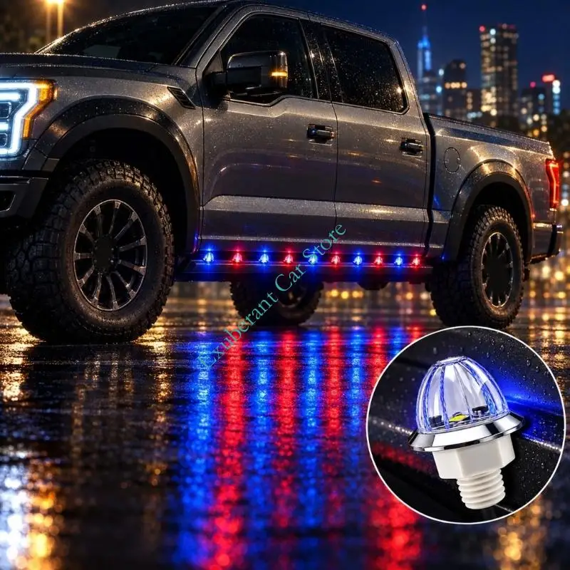 10Pcs Truck Side Marker Light 2-Color LED Vehicle Watermelon Lights with Threaded Mounting Stems for Truck Trailer Side Lighting
