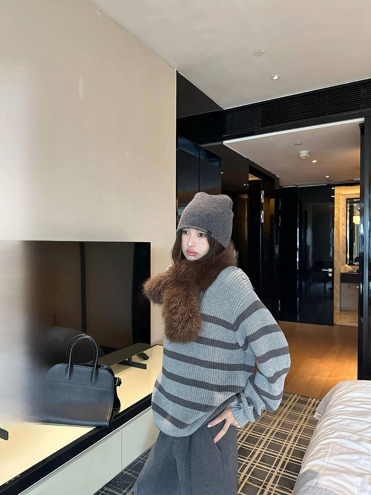 

Вязаный свитер Lemon Company с цветными блоками и полосками, круглый вырез, свободный крой, женский, зимний, универсальный, вязаный топ