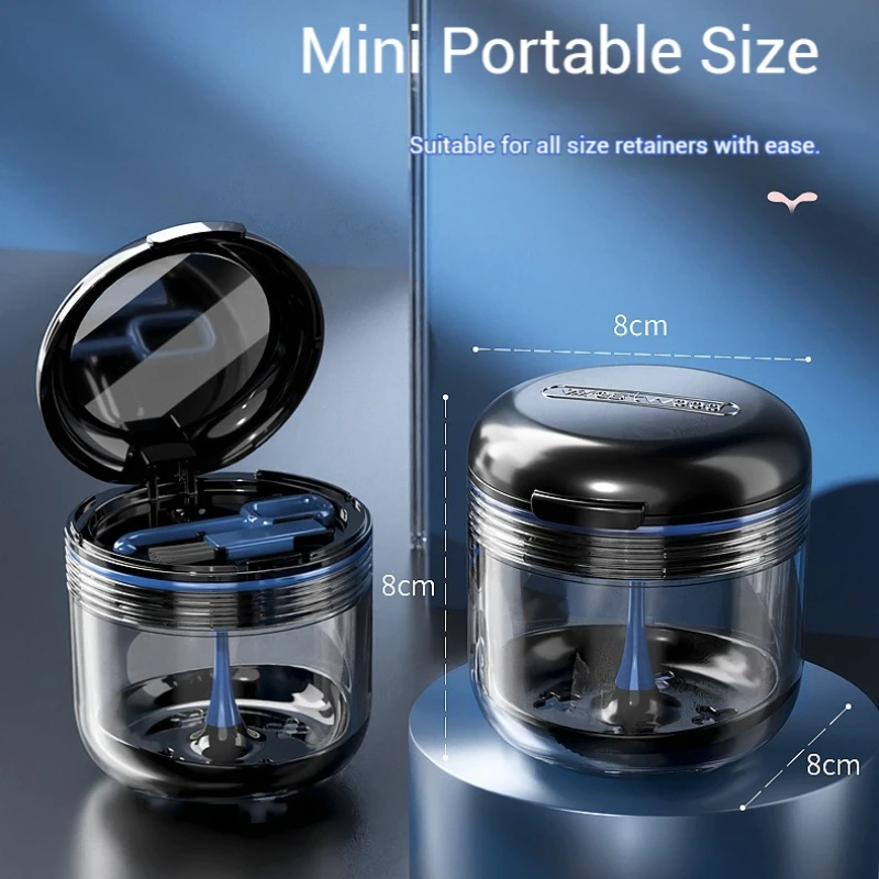 

Braces Orthodontic Case Portable Mouth Guard Case, Denture Bath Box with Strainer Basket,Teeth Clear Case Aligner Storage Box