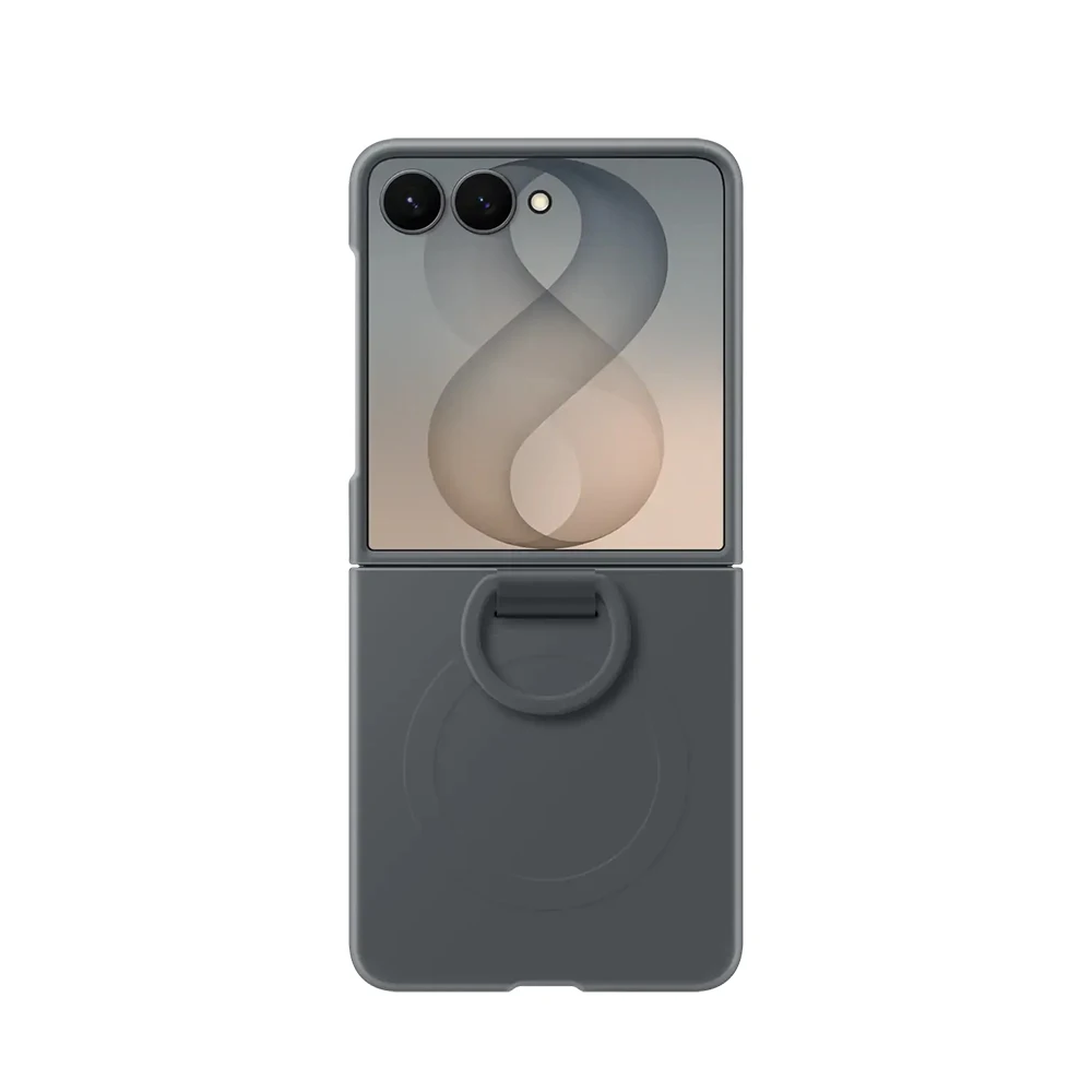 Original For Samsung Galaxy Z Flip8 Silicone Ring Magnet Phone Case With Ring Holder Silicone Magnet Case EF-EF776