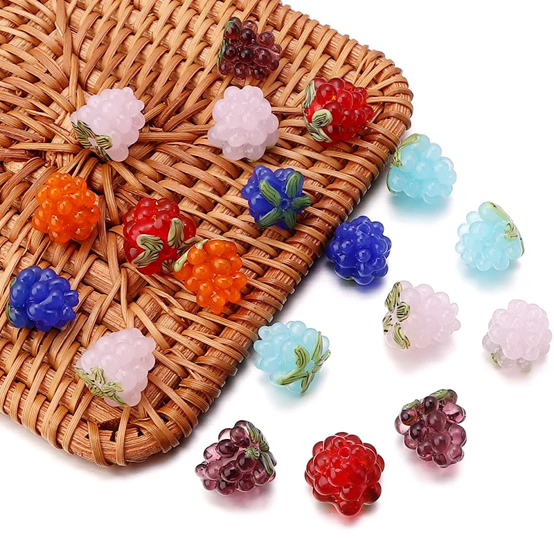 Lampwork raspberry beads 2pcs/lots fruit galss beads for charms pendant necklace Bracelet DIY making free shipping