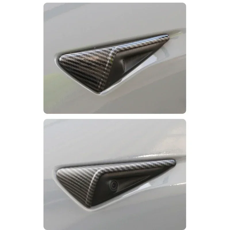 Side Camera Cover for Tesla Model 3 Y Carbon Fiber ABS Wing Fender Protection Sticker Modification Decor Accessories 2021-2023