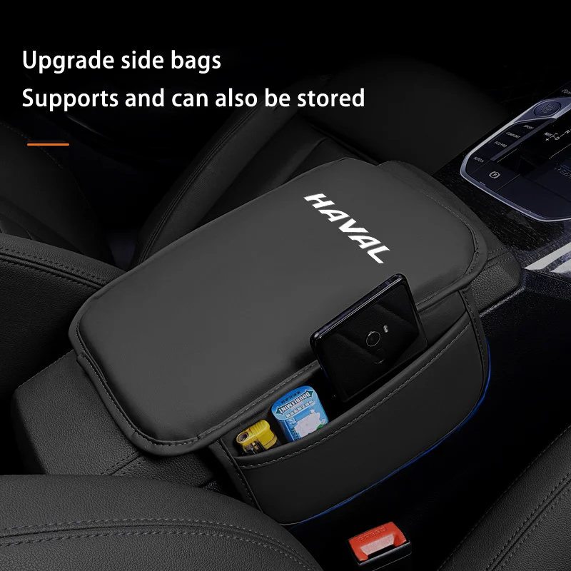 Car Armrest Box Pad Center Console Arm Rest Protector Cover with Storage Pocket for Haval H6 GT H7 Jolion Ultra Dargo H6 H9 H8