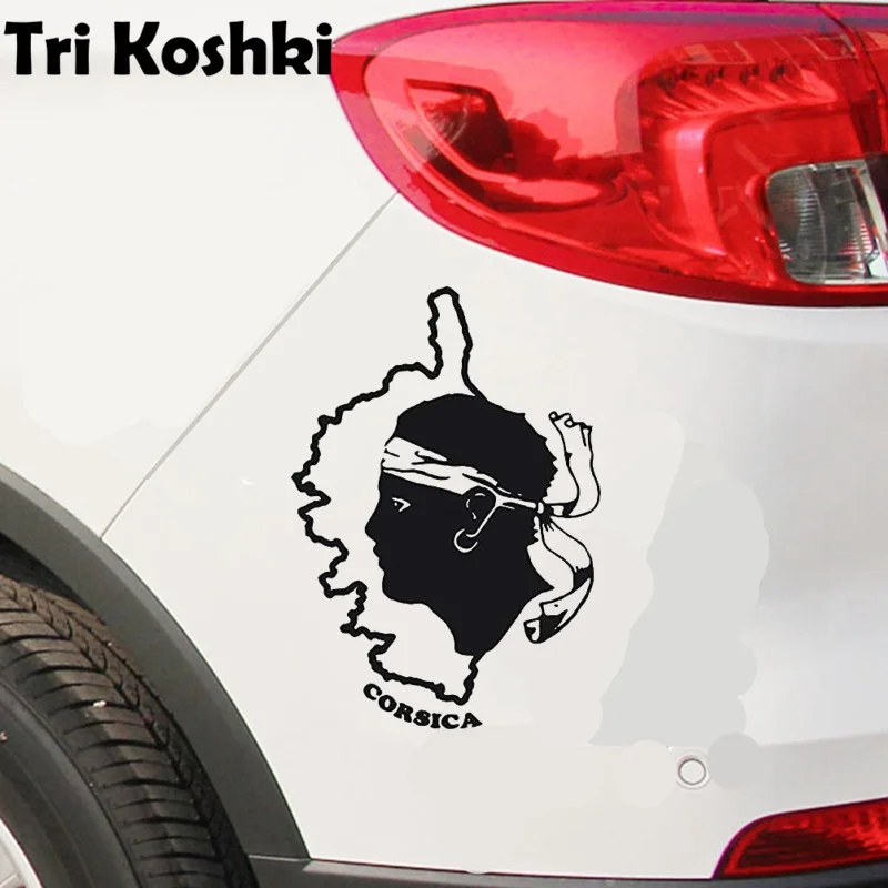 Tri Koshki H1490 Corsica Beauty Island Moorish Head Map Car Sticker Vinyl Decals Sticker on Car Motorcycle Truck Bumper Laptop