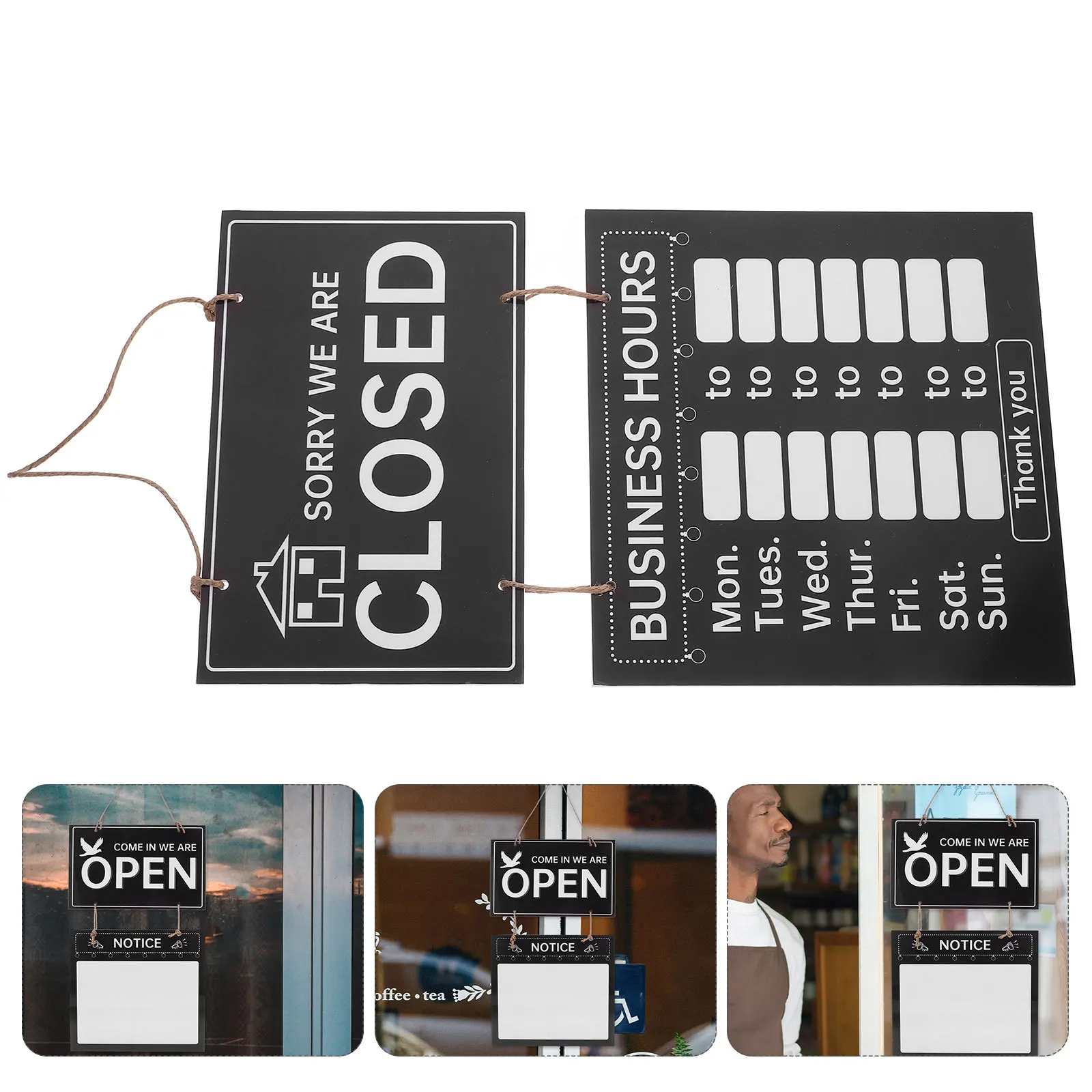 

Double Sided Wooden Business Sign Erasable Hanging Decorative Open Closed Board Shop Supplies Vintage Design Open Closed Sign
