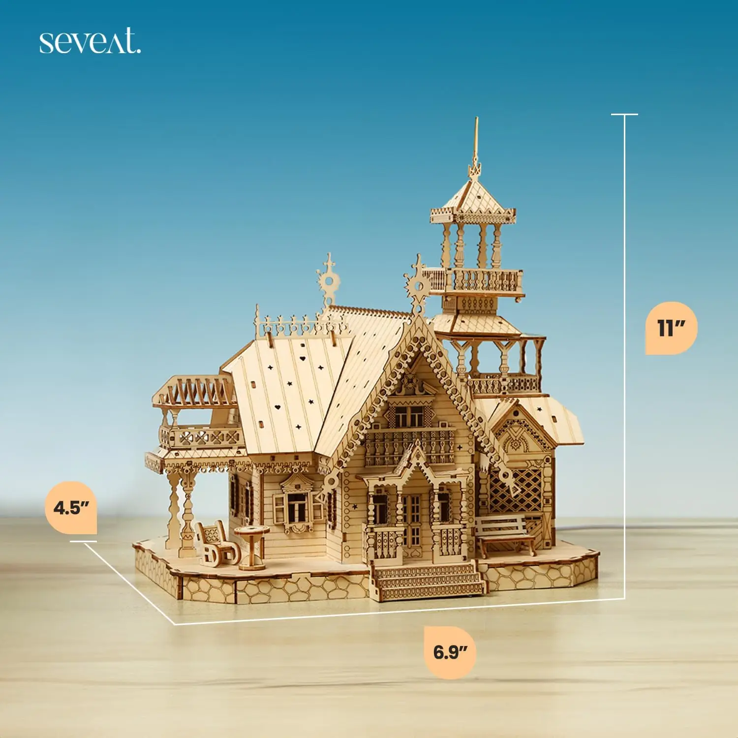 Puzzles 3D pour adultes et adolescents – Villa de bricolage en bois de 267 pièces, modèle en bois pour adultes pour construire, jeu de puzzle pour tout-O