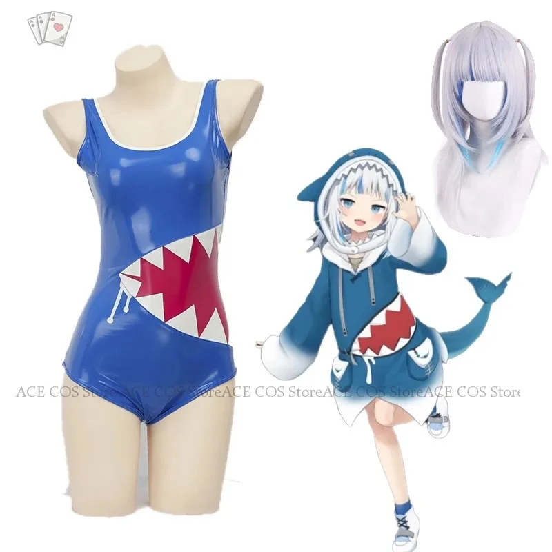 

VTuber Gawr Gura Костюм Милый наряд в виде акулы Комбинезон Синий кавайный купальник Эротические принты Привет Косплей Animeb; 4.f'7;j,3'