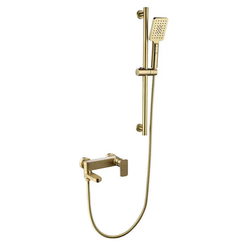 

Surface-mounted all-copper, gun gray, bathtub faucet, wall-mounted, hot and cold, hotel home, shower faucet