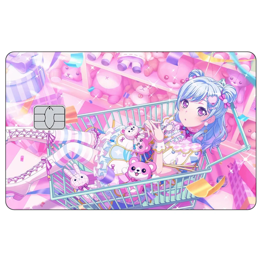 ملصقات غير لامعة لبطاقة الائتمان Anime BanG Dream Ran Mitake لبطاقة البنك VISA Mastercard JCB وغيرها من البطاقات المغناطيسية IC
