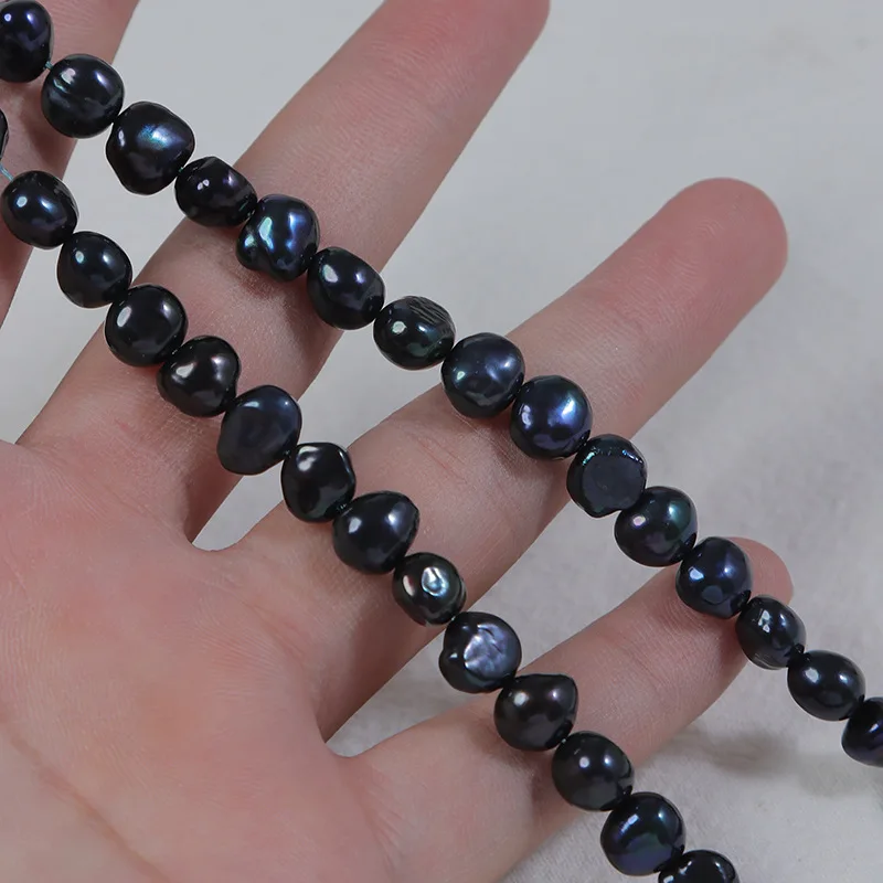 

8-9mm Black Baroque Irregular Shape Natural Freshwater Pearls Beads for Jewelry Making DIY Necklace Bracelet Accessories 35cm
