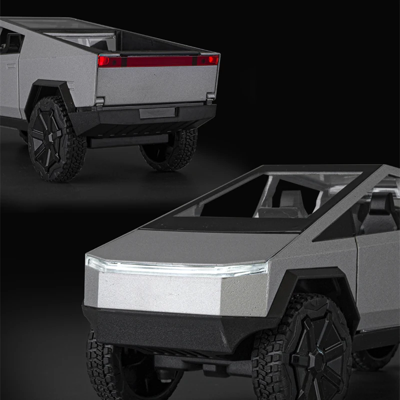 1:24 Cyber Truck Miniature Toy Car Alloy Pickup Truck Model Car Diecast Metal Sound&Light Collection Children Toy Vehicles Gifts