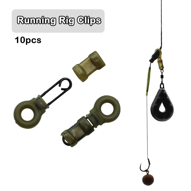 

10 Set Carp Fishing Accessories Running Rig Clips Heli Chod Rig Ring Clips Quick Changes Clip For Fishing Helicopter Rig Tackle