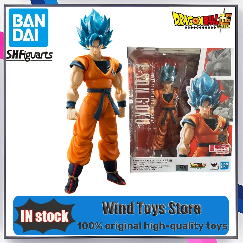 

In Stock Original Bandai Dragon Ball Z S.H.Figuarts Super Saiyan God Blue Son Gokou SHF Son Goku Blue 16Cm Action Figure Model