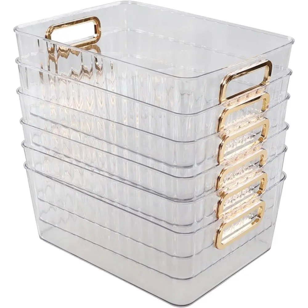 

Idotry 6-Pack Clear Pantry Storage Bins, Plastic Organizer Bins