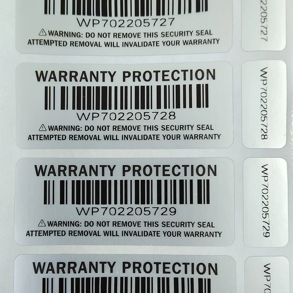 Imagem -02 - Selo de Segurança Proteção Adesivo Tamper Proof Primário e Secundário Duplo Numerado Etiquetas 2-parte Garantia Prata 3000 Pairs