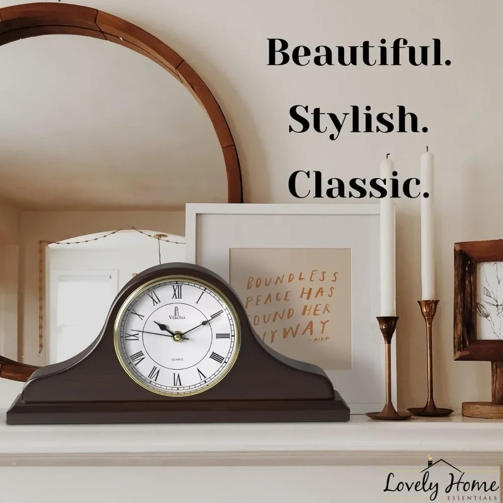 

# For Clock Battery Operated - Wooden Mantle Clock For Living Room Decor Above Fireplace Mantel, Office, Shelf Home Décor Gift