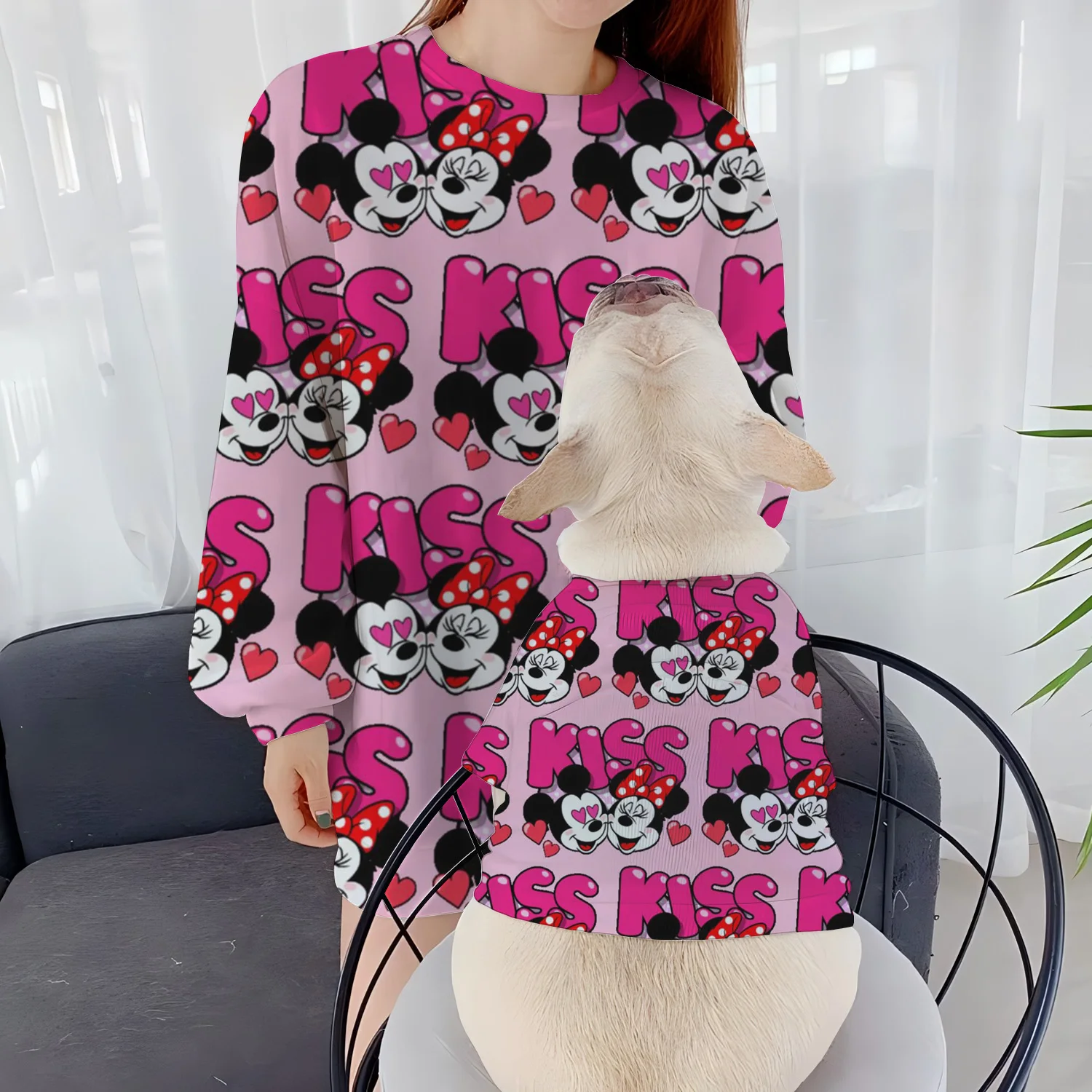 Casual Sweatshirts Round Neck Minnie Mouse Women Clothing Pet Dog Women's Autumn Clothes Disney Long Sleeve Winter Puppy Mickey