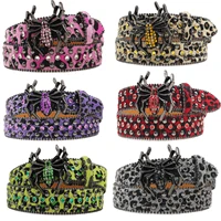 Nuevo cinturón de diamantes de imitación de araña con estampado de leopardo, cinturón con remaches de jeans estilo hip-hop Y2K europeo y americano, cinturón con hebilla de araña grande.