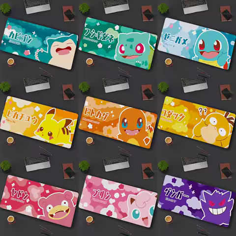 Pokemon Mouse Pad Anime Gamer Kawaii Pikachu Gengar Charmander Squirtle JiaalyPuff Slawpoke Snorlax Cartoon Gaming Mousepad XXL