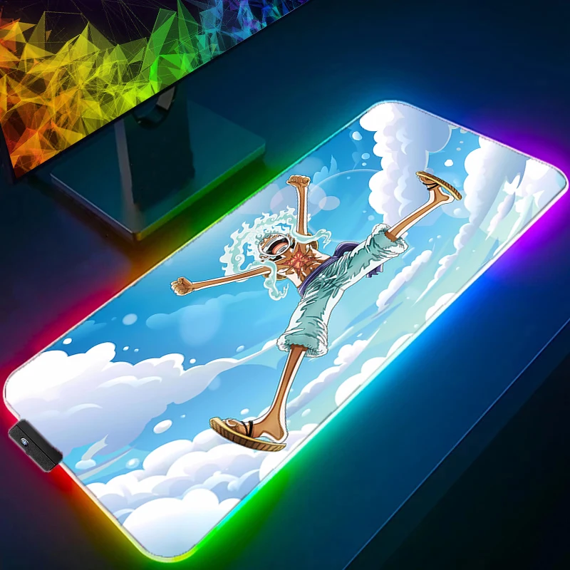 RGB LED Mouse Pad Office Desk Mat Rubber Keyboard Pad One Piece Luffy Computer Game Mousepad PC Accessories Mouse Mat Tablet Pad