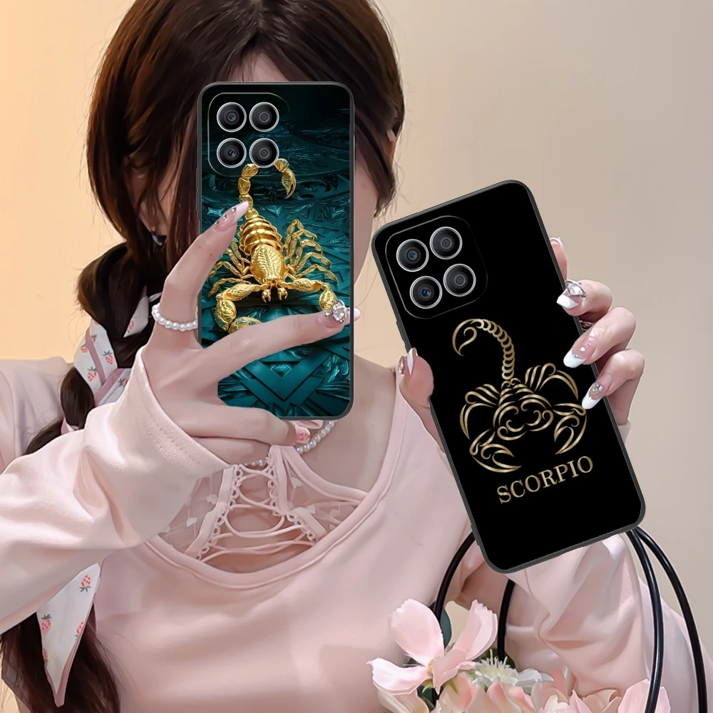 Colored Golden Scorpio Mobile Cell Phone Case for Huawei Honor 90 80 70 60 50 30 20 10 9 8 7 Pro S SE Lite 5G Black Cover Shell