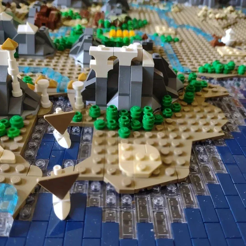 เทคโนโลยีอิฐ Magical แหวน Moc อาคารบล็อกฉากภาพยนตร์ UCS Middle Earth แผนที่ DIY Assembly Street View ของเล่นของขวัญ