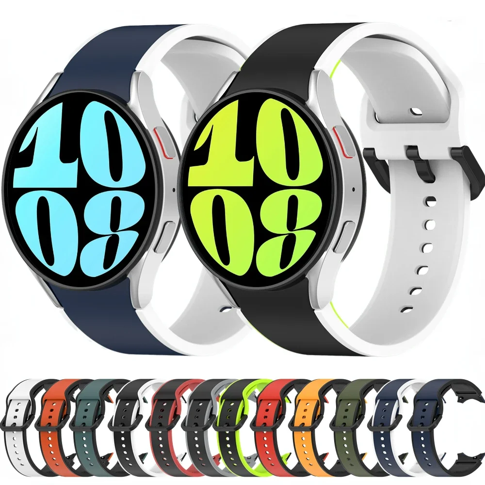 

Silicone Strap for Samsung Galaxy Watch 5/4/6/7 40mm 44mm Pro 45mm Sports two-tone Bracelet Wristband Watch 6 Classic 47mm 43mm