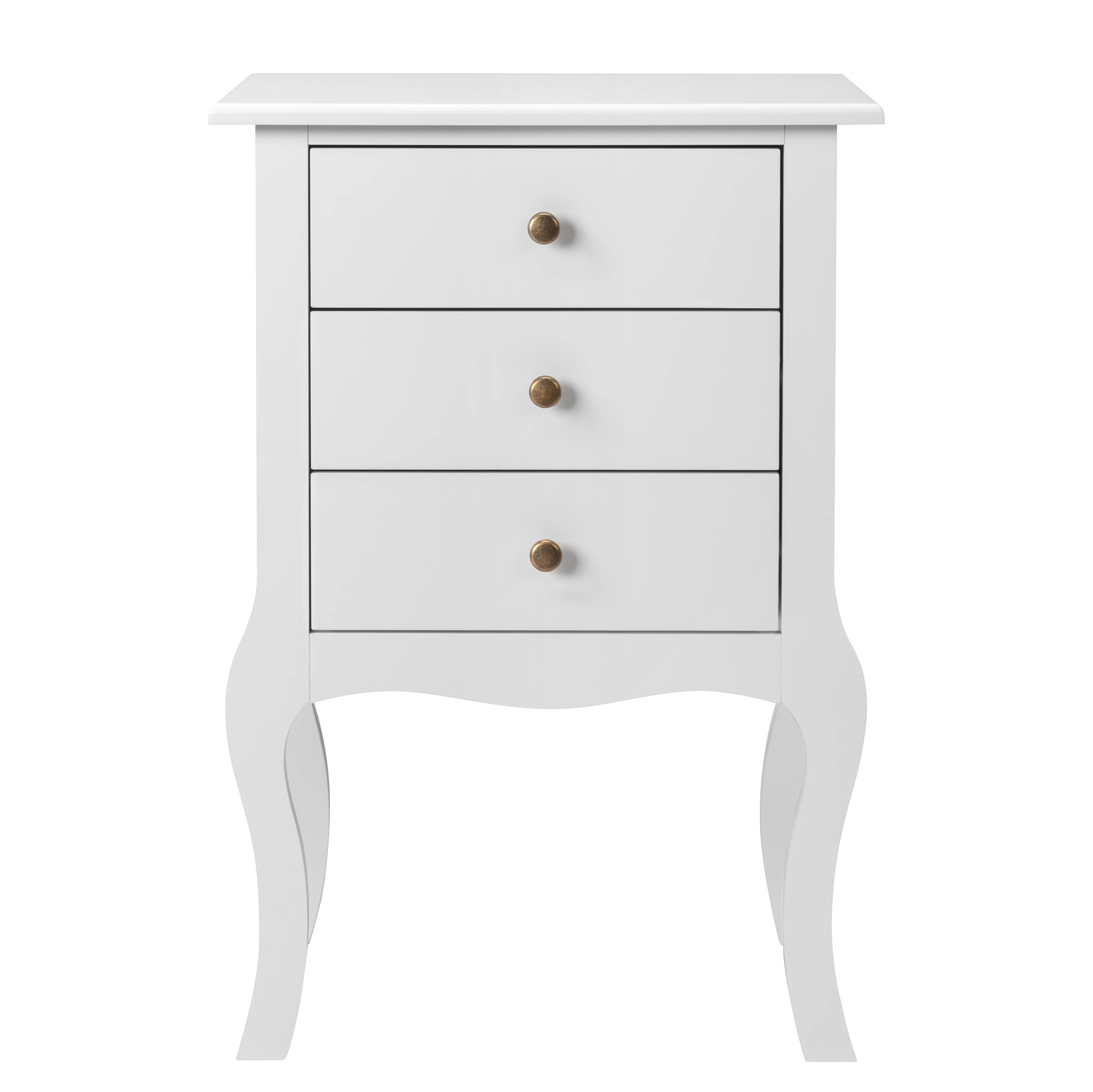 European Bedside Table-Three Pumps White