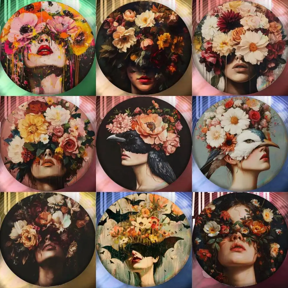 Surrealist Facial Floral Clouds   Badge Tinplate Meme Round Brooch for Hat Bag Creative Lapel Jewelry Accessories Gifts