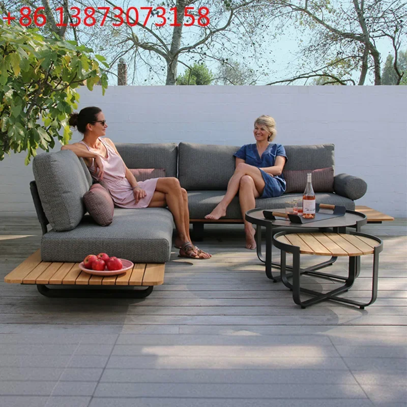 Foshan Furniture Factory Outdoor Sofa Courtyard Villa Teak Sofa Rattan Furniture Designer Leisure Chair Sales Department