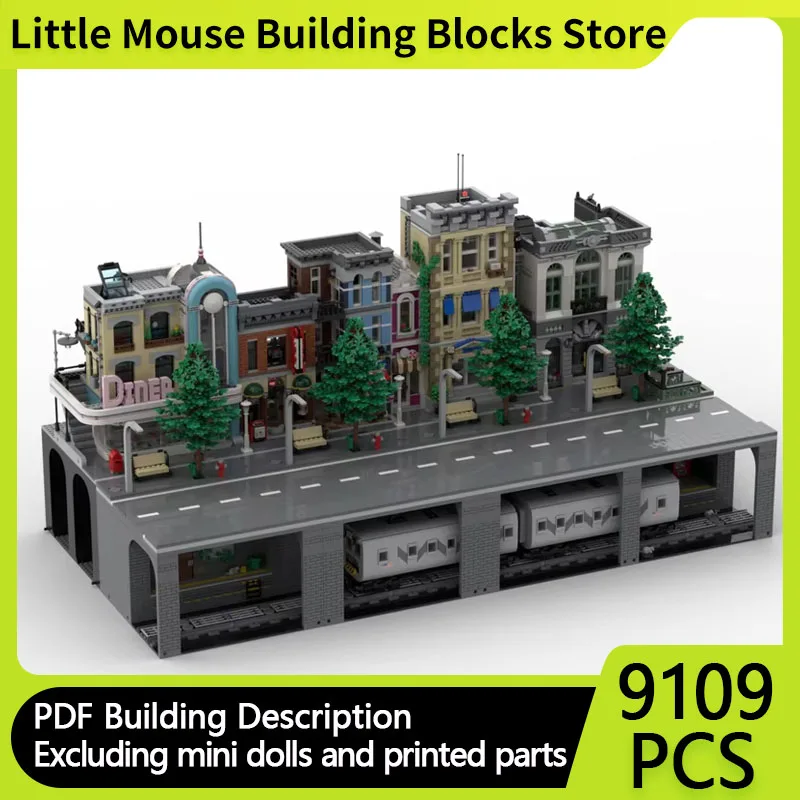 Street View Model MOC Building Bricks Underground Subway Station Modular Technology Gifts Holiday Assemble Children Toys Suit