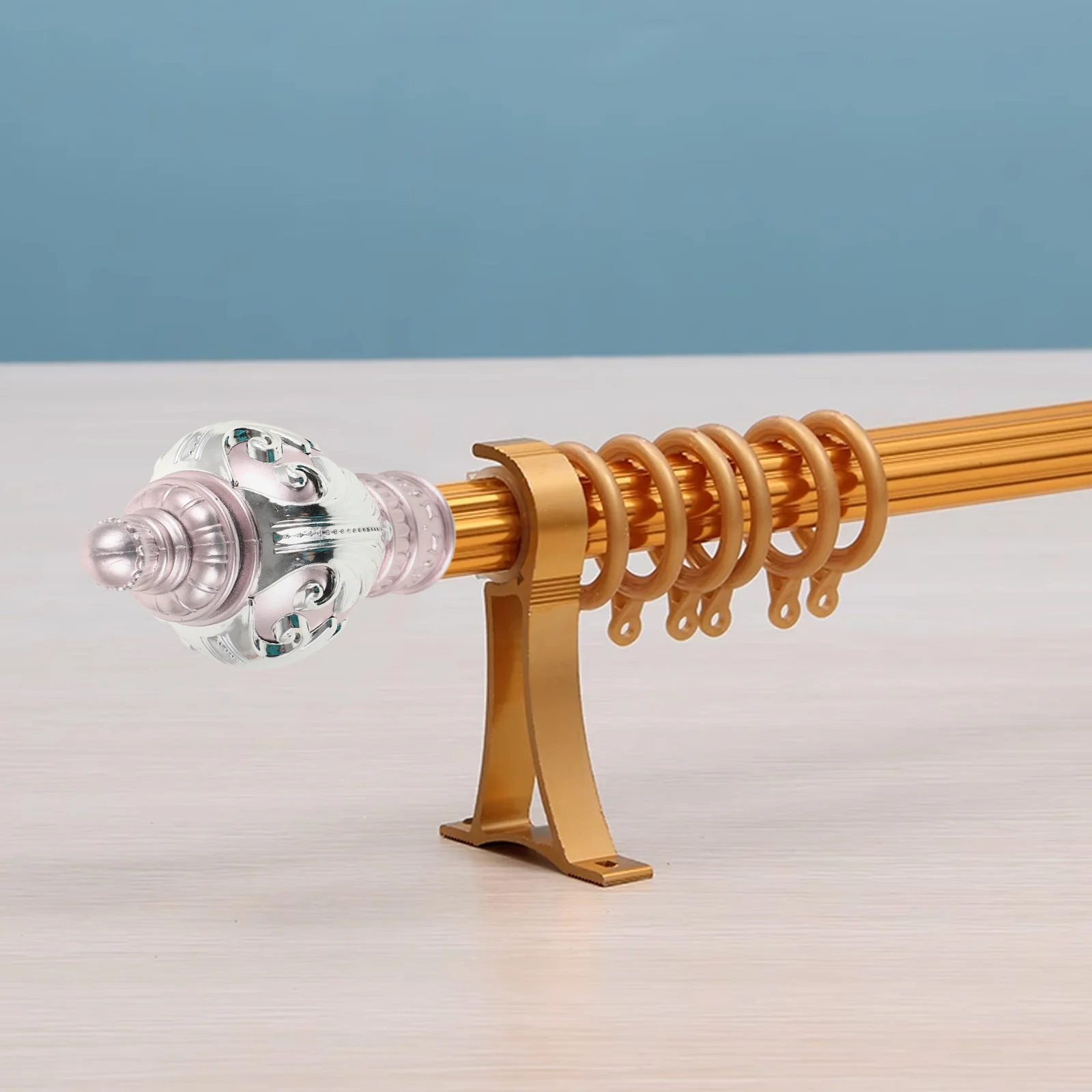 

Curtain Pole Finial Reliable Tool-Free Install Decorative Curtain Rod Final for Window Drapery Pole End