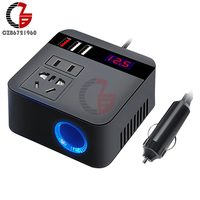 Car Inverter 150W 12V/24V DC To 220V AC Cigarette Lighter Power Supply Inverter Adapter with QC 3.0 USB Charger Fast Charging DC