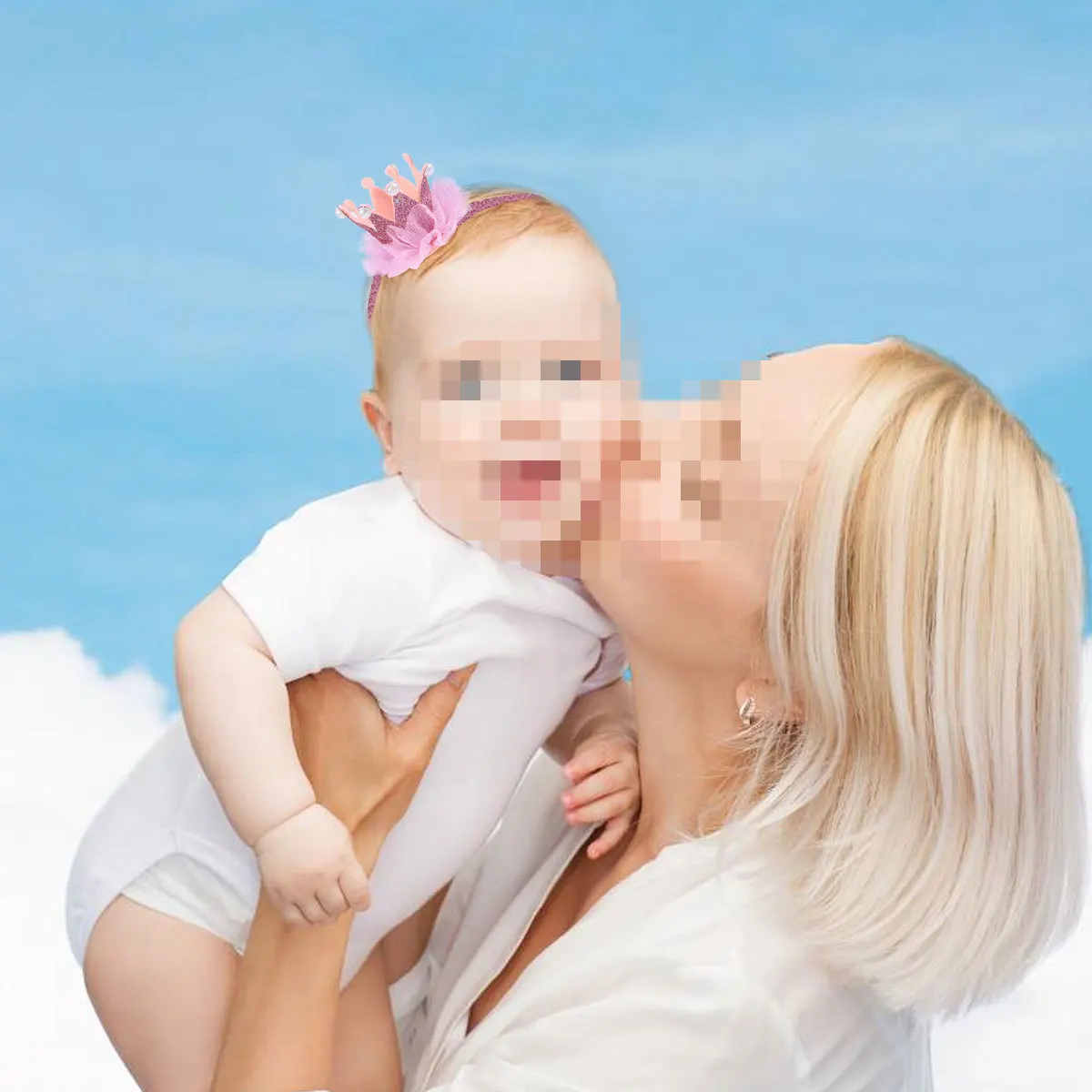 

Baby Girl Crown Hairband Pink Glitter Mesh Knotted Elastic Head Wrap Infant Toddler Headband Photo Props Headbands for Girls