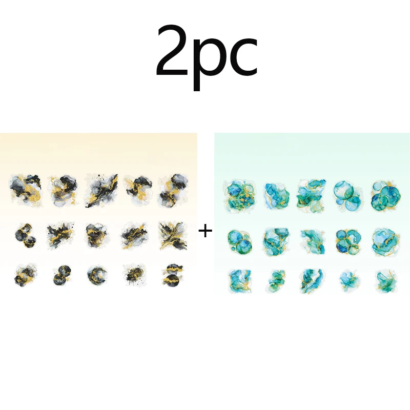قطعتان من ملصقات الختم الساخن الخيالية التي يمكنك صنعها بنفسك، تصميم مزج الألوان المائية، مناسبة للقرطاسية وديكور المذكرات وما إلى ذلك