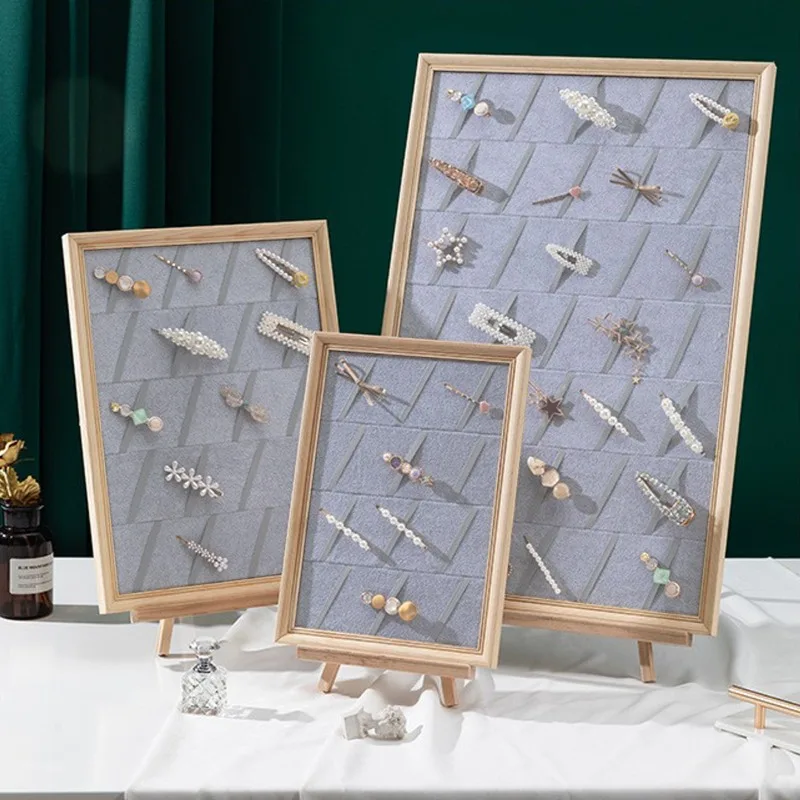 Wooden Jewelry Showcase Rack Eardrop Jewellery Displays Stand Counter Trinket Photo Frame Show Shelf Live Pictures Display Props