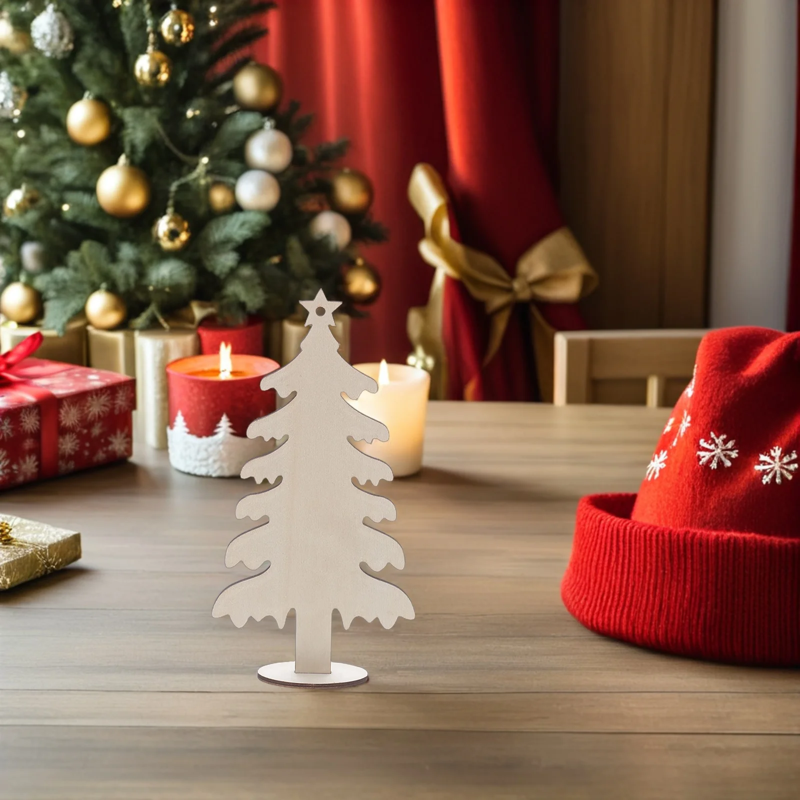 20 قطعة شجرة عيد الميلاد الخشبية الفارغة القواطع لم تنته DIY بها بنفسك الطلاء الحرفية الحلي معلقة الدائمة ديكور الخشب زخرفة الفراغات