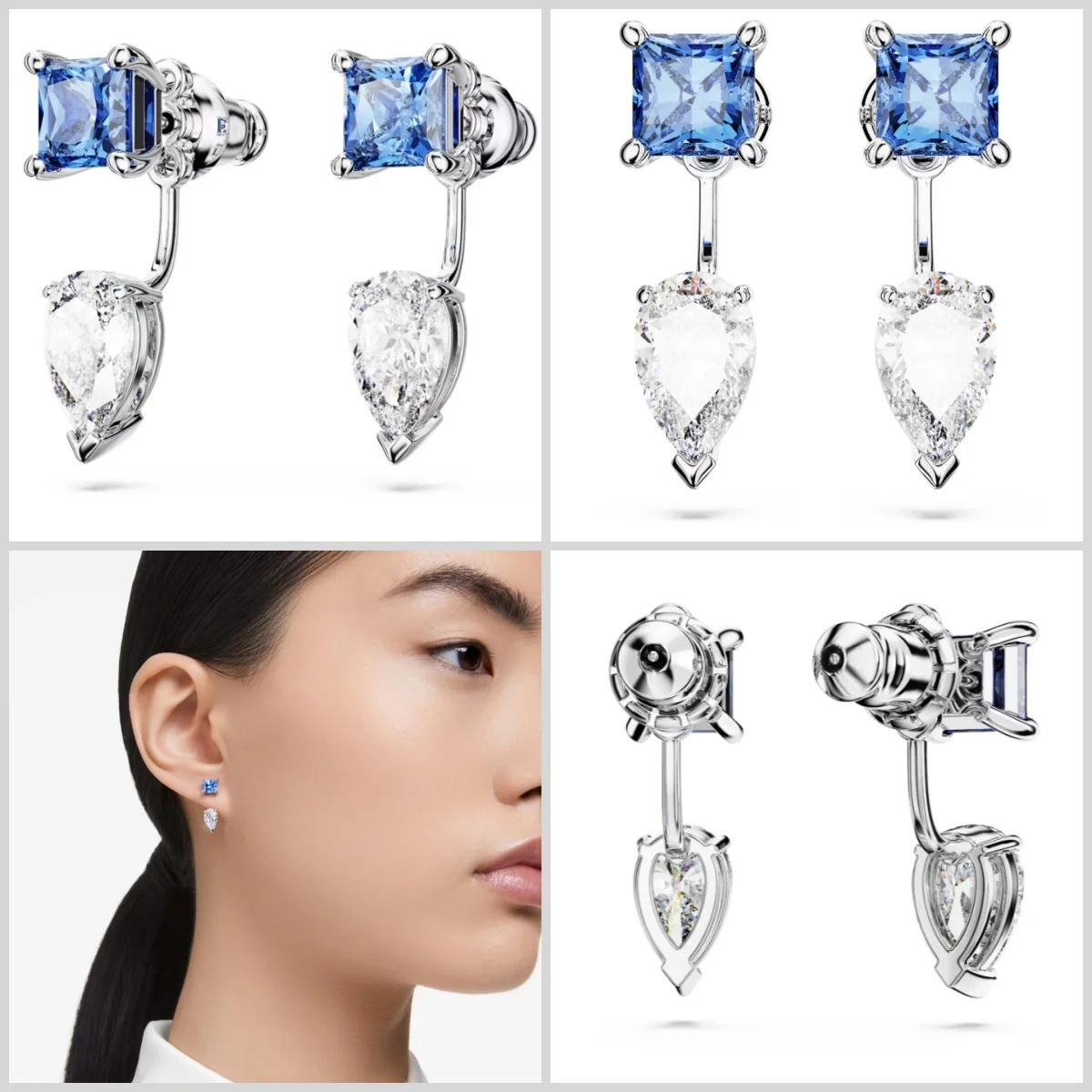 2024 Hot brand SW Jewelry Mesmera Earrings Mixed cut Separate earrings Fashion blue crystal accessories delicate gift for women