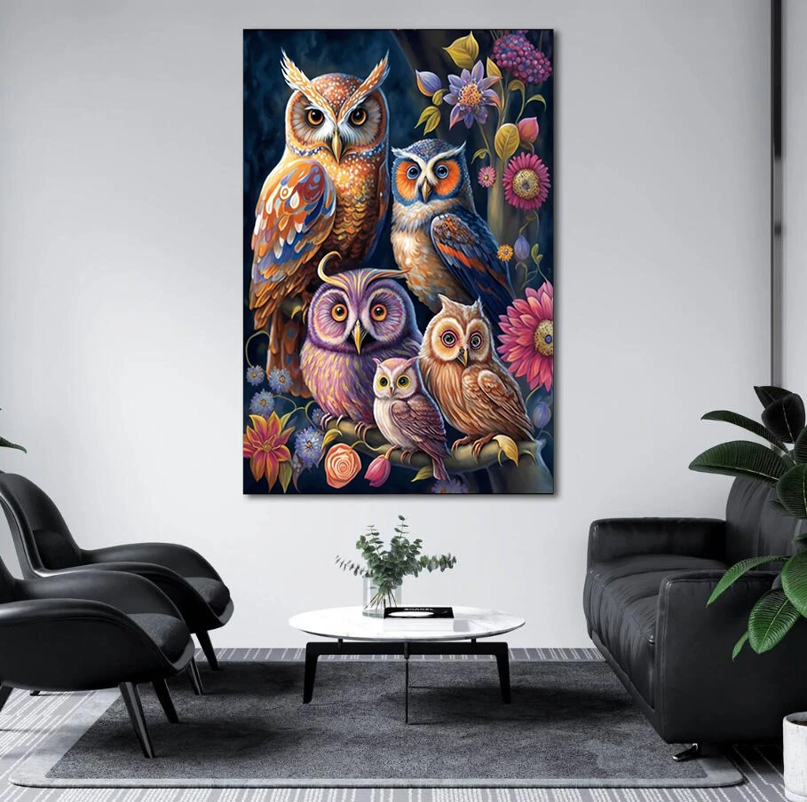 DIY 5D Diamond Painting Owl Family Full Round Square Diamond Embroidery BIrds Diamond Mosaic Jewelry Cross Stitch Kits