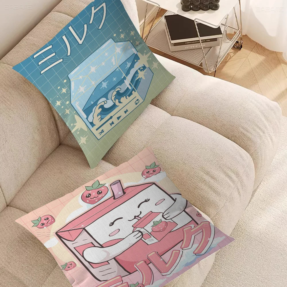 Japanese Kawaii Cuisine Drink Pillow Cover Design Cushion Cover Decor Holiday Decorati