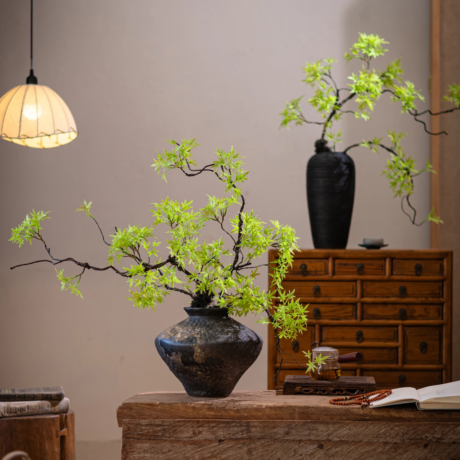 

Artificial Green Plants To Welcome Guests Pine Maple Leaves Fake Flower New Chinese Style Simulated Bonsai Flower Decorations