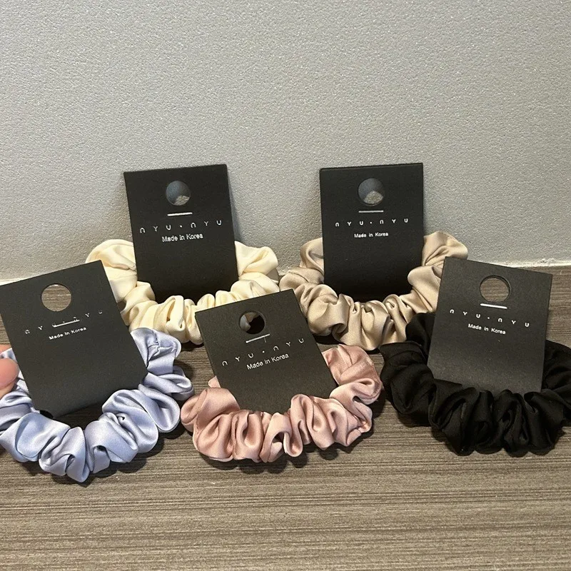 Scrunchies pequenos de cetim de seda para mulheres e meninas, elásticos, laços sólidos vintage, corda de rabo de cavalo, acessórios para cabelo