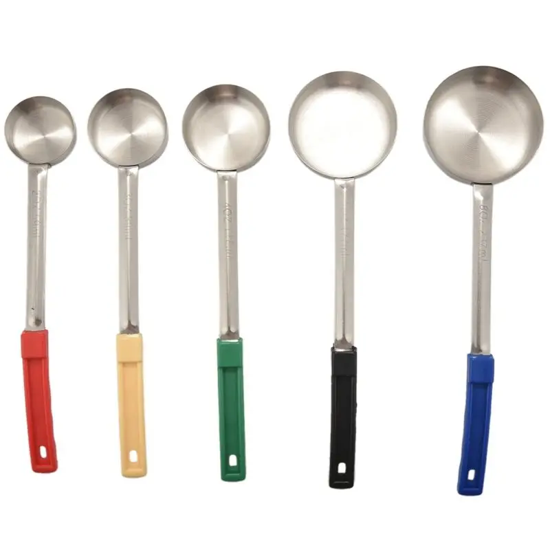 B62B-Pizza Spread Sauce Ladle Spoon With Long Rubber Handle Anti-Hot Pizza Spread Ladle Measuring Soup Spoon Cooking Tools