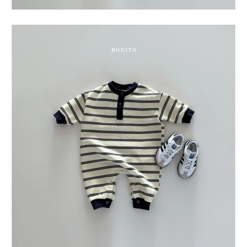 INS Baby Jungen Strampler RAISE Herbst 6-24M Kinder Jungen Gestreifter Overall Locker Lässiger Kleinkind Neugeborenen Jungen Einteiler Bodysuit – Detail 11