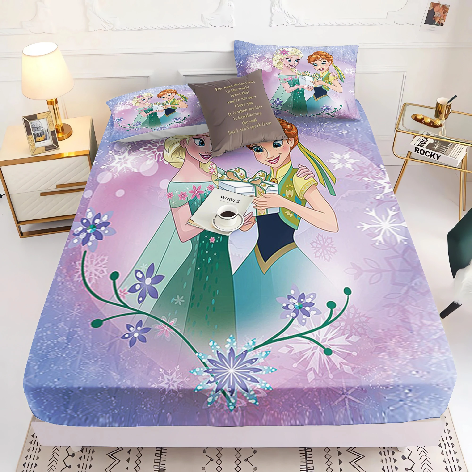 

Простыня принцессы Эльзы «Холодное сердце» из 100% полиэстера, комплект постельного белья с наволочкой, подходит для детей и взрослых, аниме Kawaii