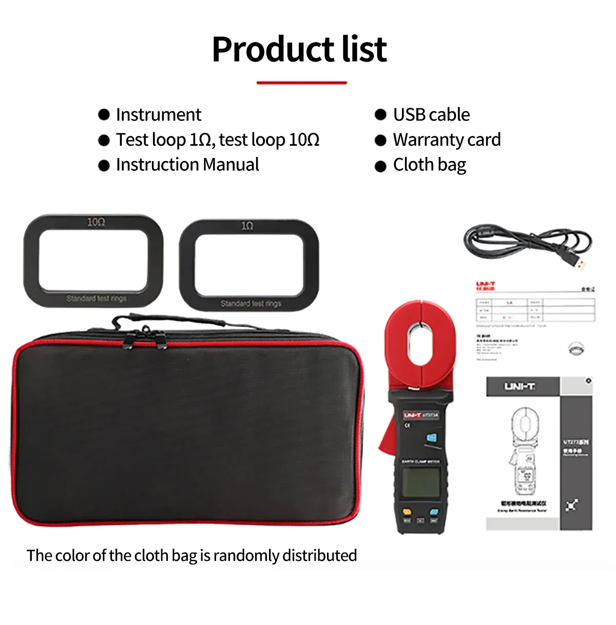 UNI-T المشبك اختبار مقاومة الأرض UT273A UT273B المتبادل التعريفي الأرض المقاومة متر حلقة تستر تسرب الاختبار الحالي